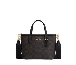 Buy Coach City Mini Tote Bag In Signature Canva With Gold Tone Hardware Walnut Black at Sasom – Authentic and Ready to Ship
