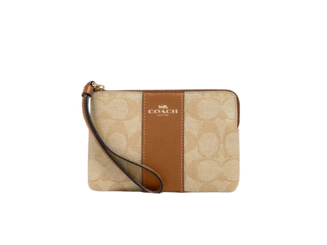 Coach Coach Corner Zip Wristlet In Signature Canvas Multicolor