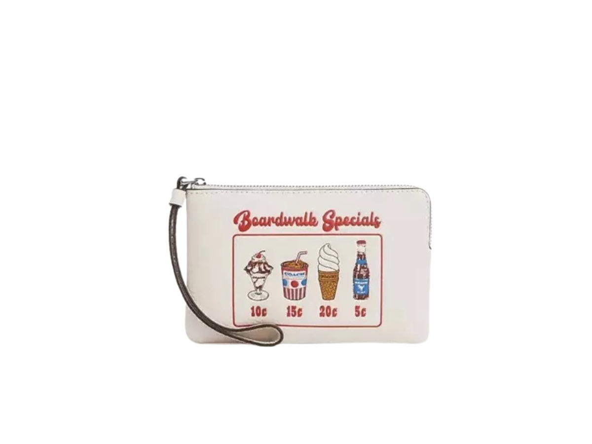 Coach Coach Corner Zip Wristlet With Boardwalk Graphic Chalk Multi Ice Cream Multicolor