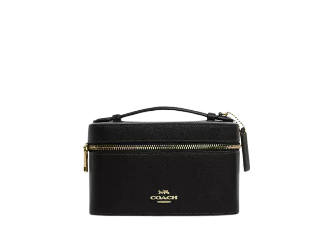 Coach Coach Cosmetic Case In Crossgrain Leather With Gold Tone Hardware Black