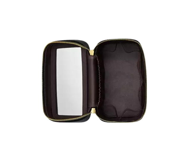 Coach Coach Cosmetic Case In Crossgrain Leather With Gold Tone Hardware Black - view 2