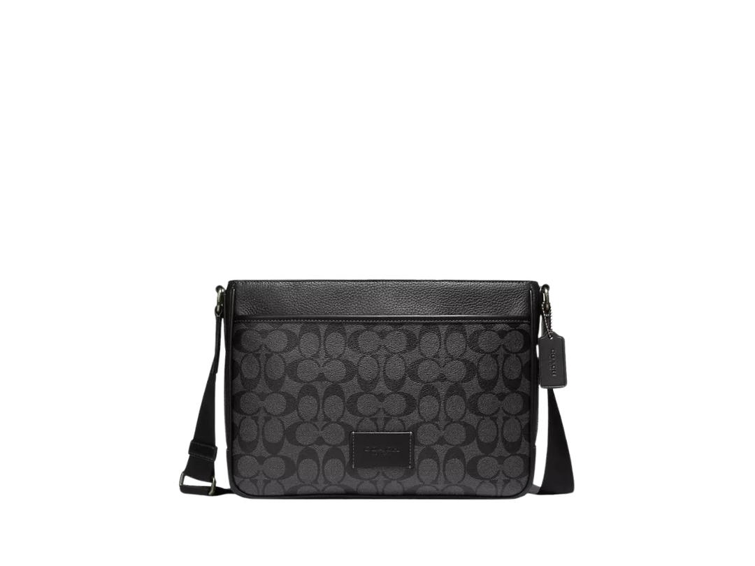 Coach Coach District Crossbody Bag In Signature Canvas Charcoal Black