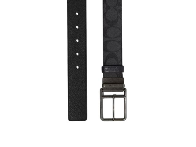 Coach Coach Double Bar Buckle Cut To Size Reversible Belt In Signature Coated Canvas And Refined Calf Leather With Gunmetal-Toned Hardware Black - view 2