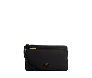 Buy Coach Double Zip Wallet In Refined Pebble Leather With Gold Hardware Black at Sasom – Authentic and Ready to Ship