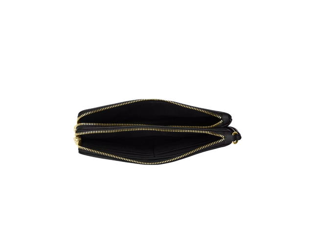Coach Coach Double Zip Wallet In Refined Pebble Leather With Gold Hardware Black - view 2