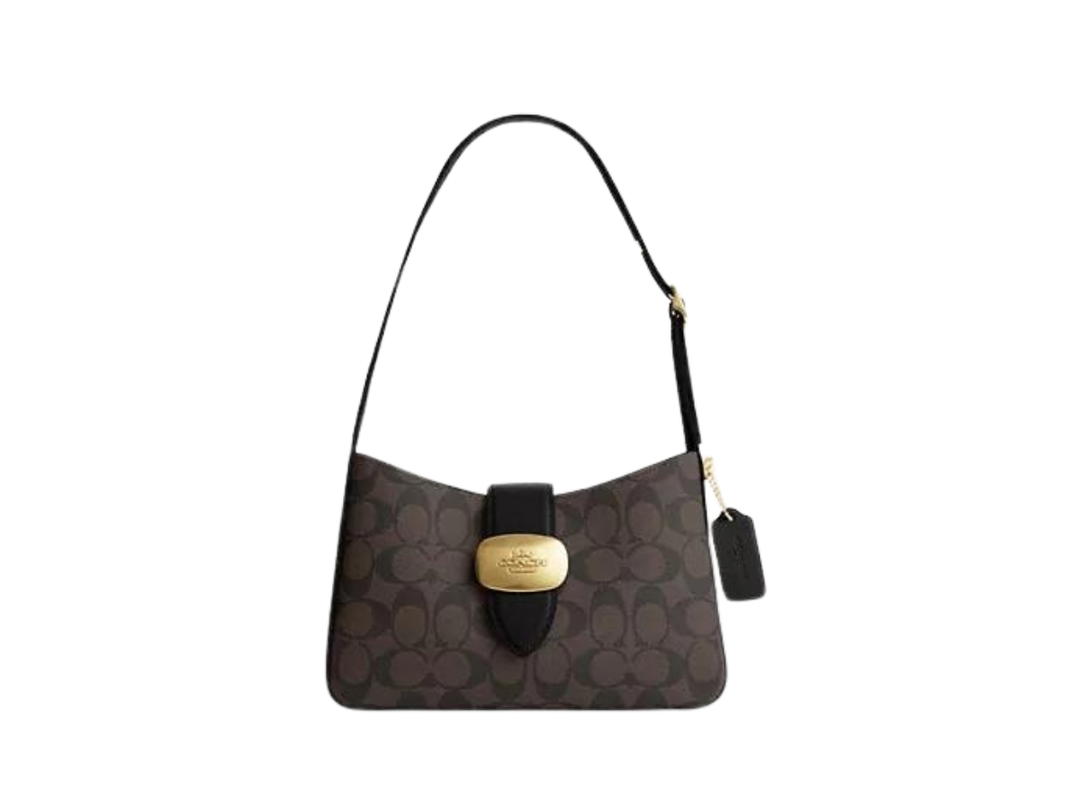 Coach Coach Eliza Shoulder Bag In Signature Canvas Brown With Gold Hardware