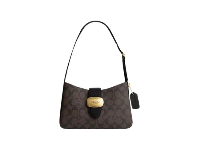 Coach Coach Eliza Shoulder Bag In Signature Canvas Brown With Gold Hardware - view 1