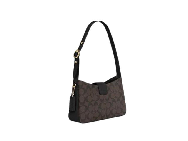 Coach Coach Eliza Shoulder Bag In Signature Canvas Brown With Gold Hardware - view 2