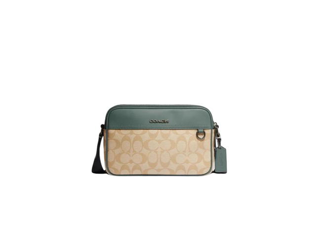 Coach Coach Graham Crossbody In Colorblock Signature Canvas With Black Antique Nickel Light Khaki-Sage - view 1