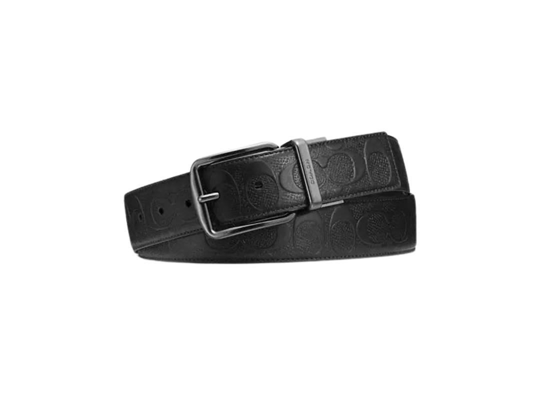 Coach Coach Harness Buckle Cut To Size Reversible Belt In Signature refined Calf Leather With Sliver Color Hardware Black