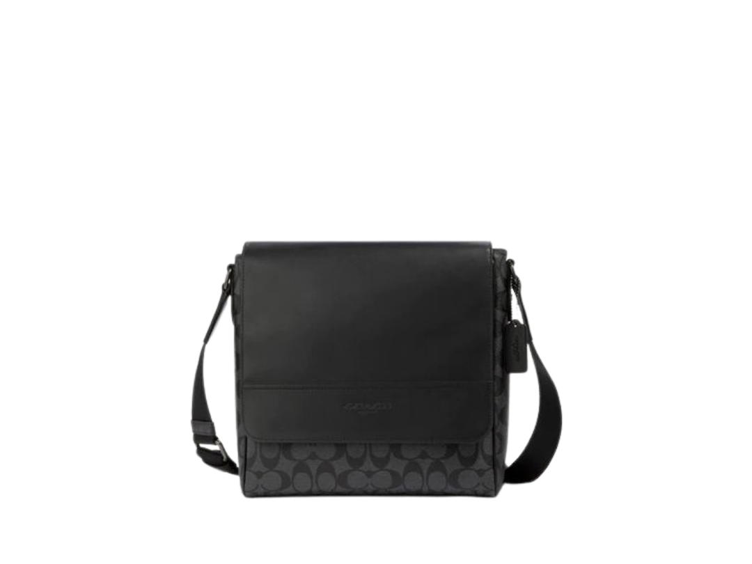 Coach Coach Houston Map Bag In Signature Canvas And Calf Leather Black