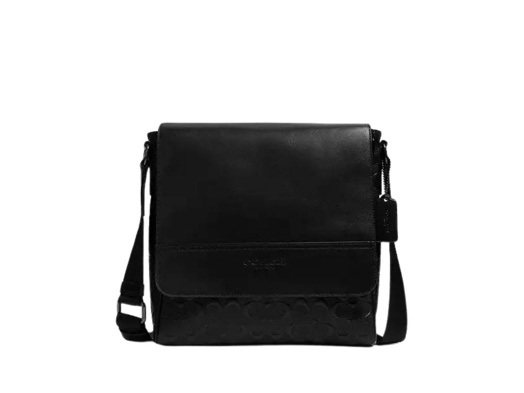 Coach Coach Houston Map Bag In Signature Leather Black