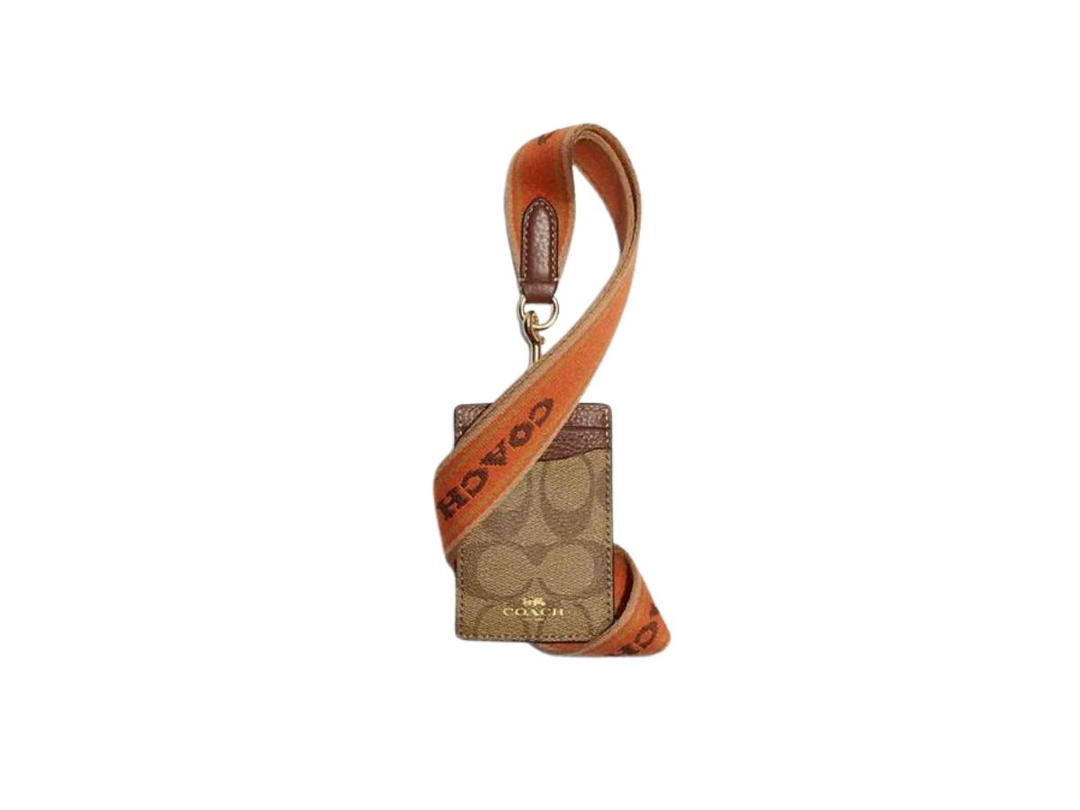 Coach Coach ID Lanyard Card Case In Signature Canvas Karki-Canion