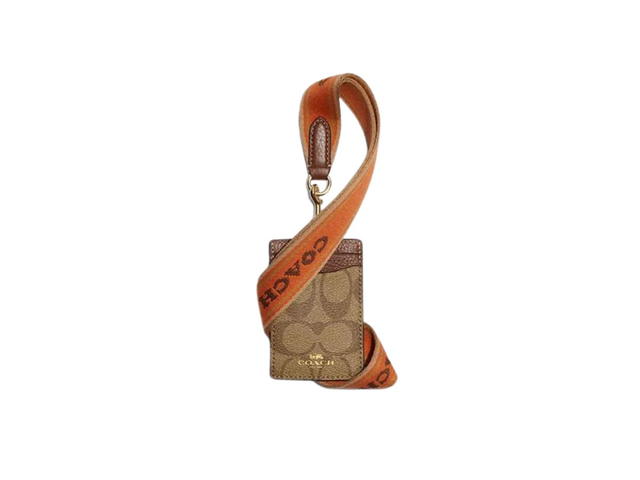 Coach Coach ID Lanyard Card Case In Signature Canvas Karki-Canion - view 1