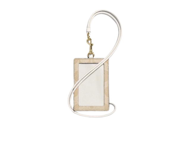 Coach Coach ID Lanyard In Signature Canvas Light Khaki Chalk - view 2