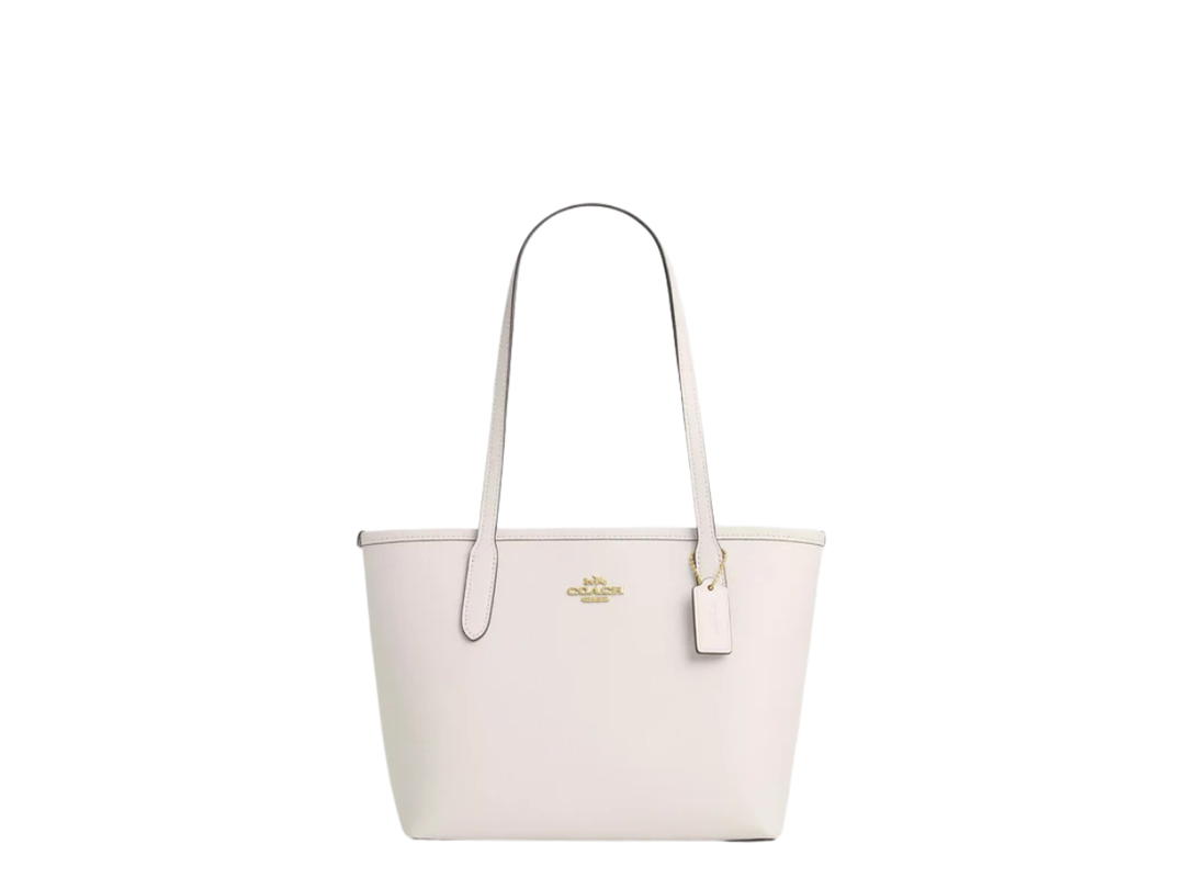 Coach Coach Leather Small City Tote Bag Chalk Gold Chalk