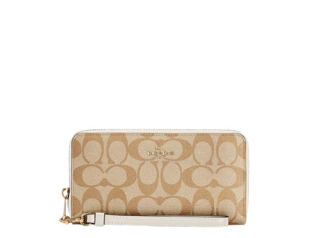 Coach Coach Long Zip Around Wallet In Signature Canvas With Gold Hardware Light Khaki Chalk - view 1