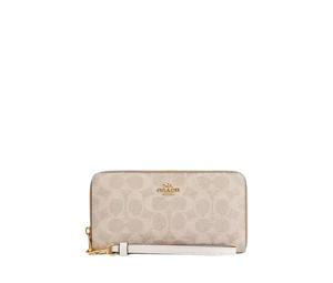 Buy Coach Long Zip Around Wallet In Signature Canvas With Gold Tone Hardware Sand at Sasom – Authentic and Ready to Ship