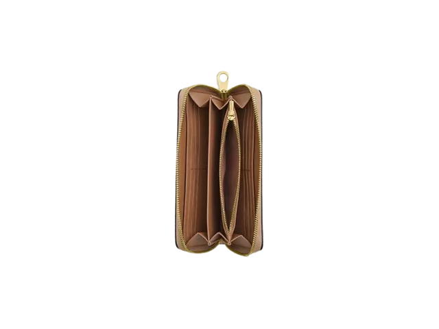 Coach Coach Long Zip Around Wallet In Signature Canvas With Gold Tone Hardware Sand - view 2