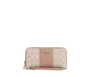 Buy Coach Long Zip Around Wallet In Signature Canvas With Stripe Silver Sand at Sasom – Authentic and Ready to Ship
