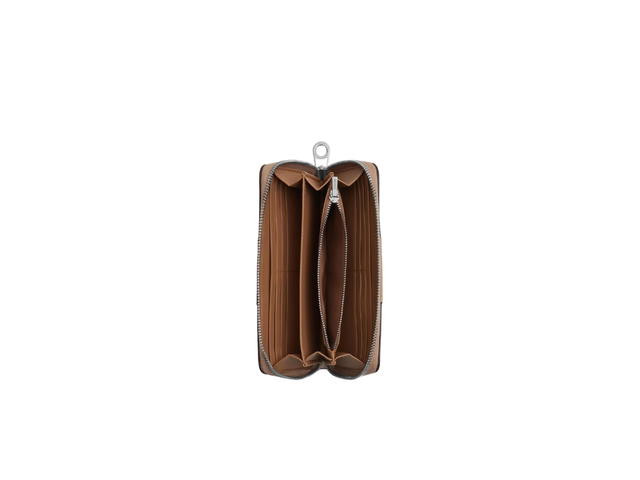 Coach Coach Long Zip Around Wallet In Signature Canvas With Stripe Silver Sand - view 2