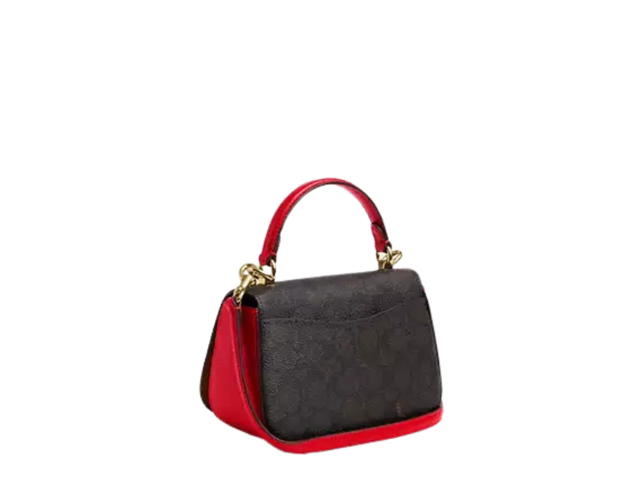 Coach Coach Lysa Top Handle Bag In Signature Canvas With Gold Walnut Bold Red - view 3