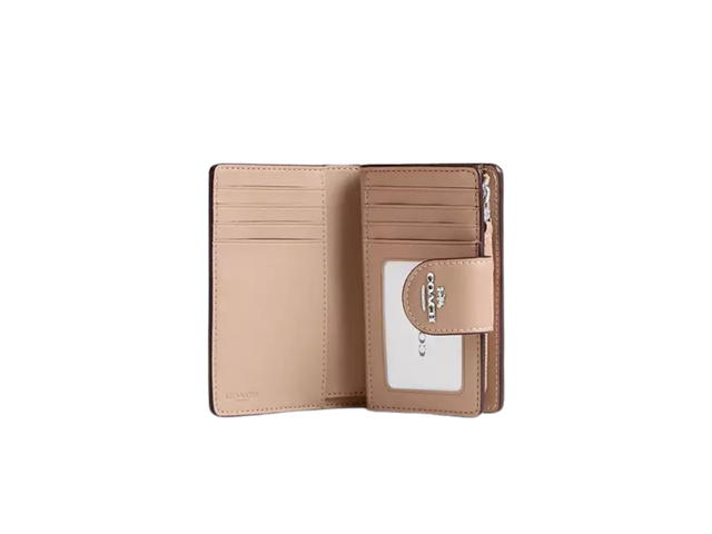 Coach Coach Medium Corner Zip Wallet In Signature Canvas Taupe - view 2