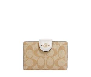 Buy Coach Medium Corner Zip Wallet In Signature Canvas With Gold Hardware Light Khaki Chalk at Sasom – Authentic and Ready to Ship