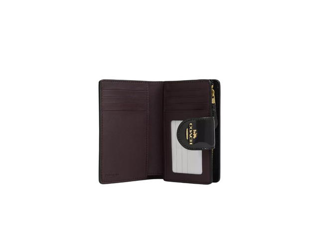 Coach Coach Medium Corner Zip Wallet In Signature Leather With Gold Hardware Black - view 2