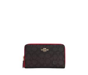 Buy Coach Medium Id Zip Wallet In Signature Canvas With Gold Tone Hardware Bold Red at Sasom – Authentic and Ready to Ship