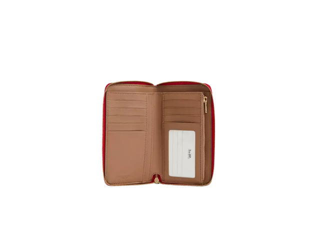 Coach Coach Medium Id Zip Wallet In Signature Canvas With Gold Tone Hardware Bold Red - view 2