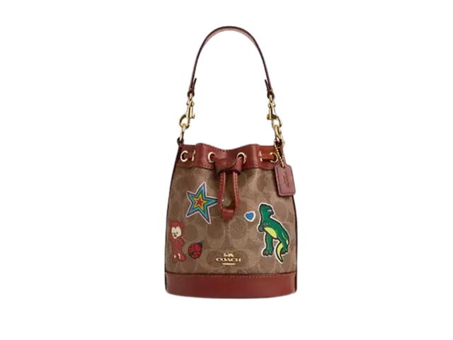 Coach Coach Mini Bucket Bag In Signature Canvas With Sticker Print - view 1