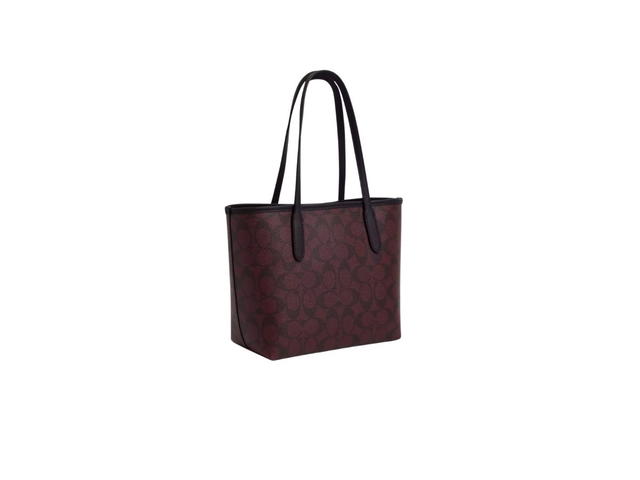 Coach Coach Mini City Tote In Signature Canvas And Smooth Leather With Gold Hardware Gold-Oxblood - view 2