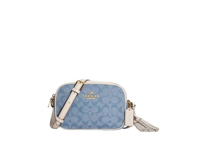 Coach Coach Mini Jamie Camera Bag In Signature Denim Chambray and Leather With Gold Hardware - view 1