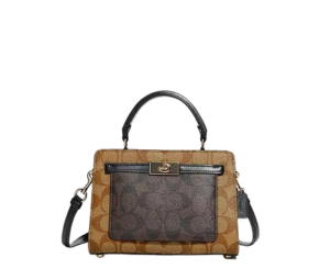 Buy Coach Mini Lane Top Handle In Blocked Signature Canvas Gold-khaki-brown-multi at Sasom – Authentic and Ready to Ship