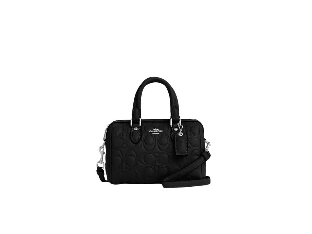 Coach Coach Mini Rowan Crossbody With Signature In Nappa Leather And Smooth Leather With Silver Hardware Black