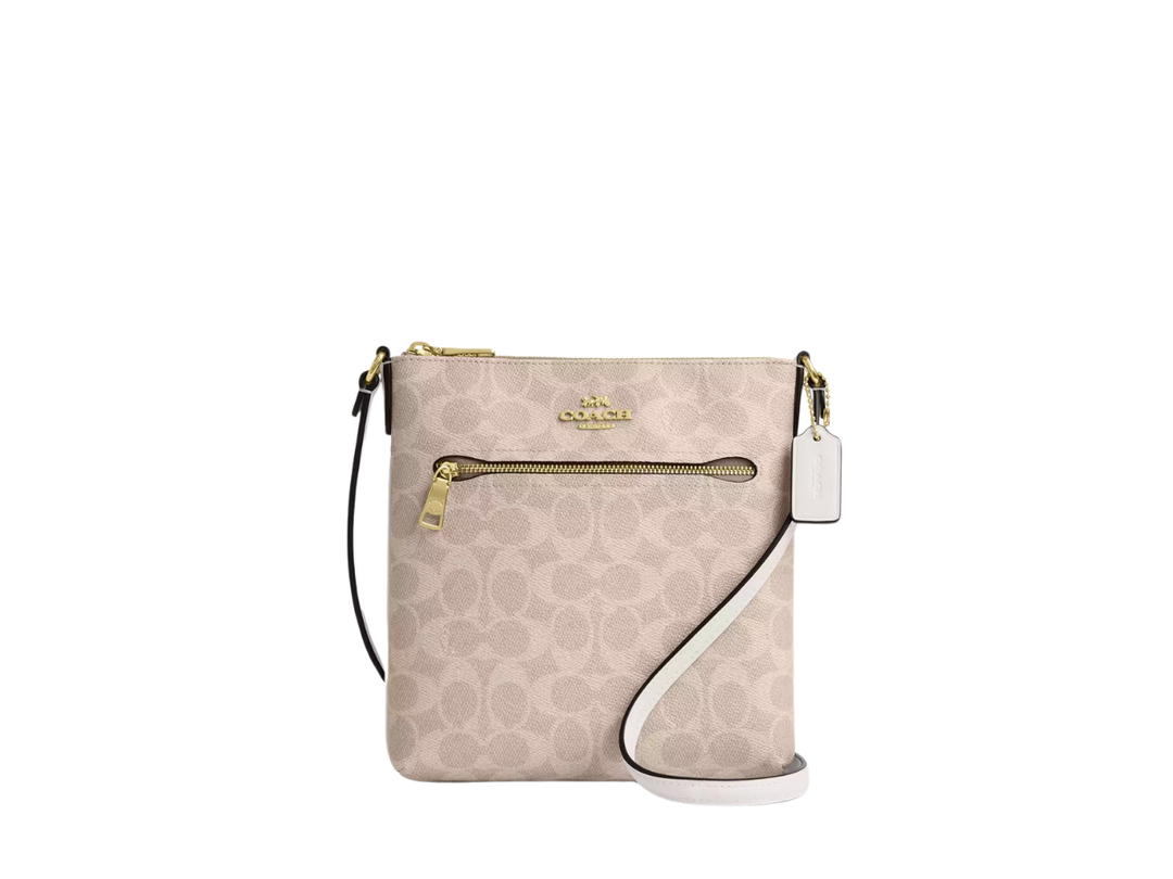 Coach Coach Mini Rowan File Bag In Signature Canvas Sand Chalk