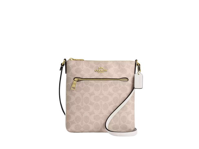 Coach Coach Mini Rowan File Bag In Signature Canvas Sand Chalk - view 1