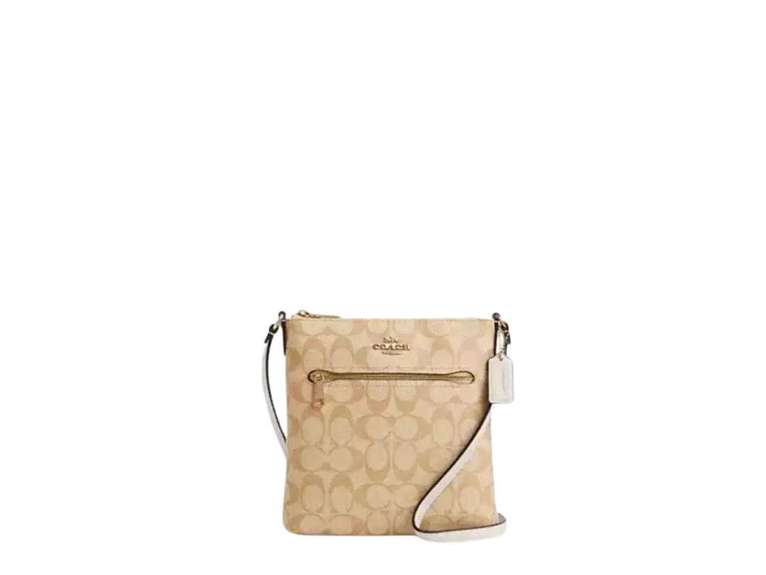 Coach Coach Mini Rowan File Bag In Signature Canvas With Gold Hardware Light Khaki Chalk
