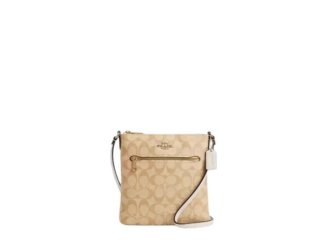 Coach Coach Mini Rowan File Bag In Signature Canvas With Gold Hardware Light Khaki Chalk - view 1