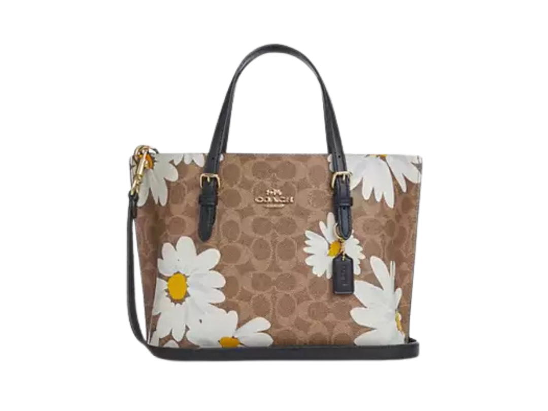 Coach Coach Mollie Tote Bag 25 In Signature Canvas With Floral Print Tan