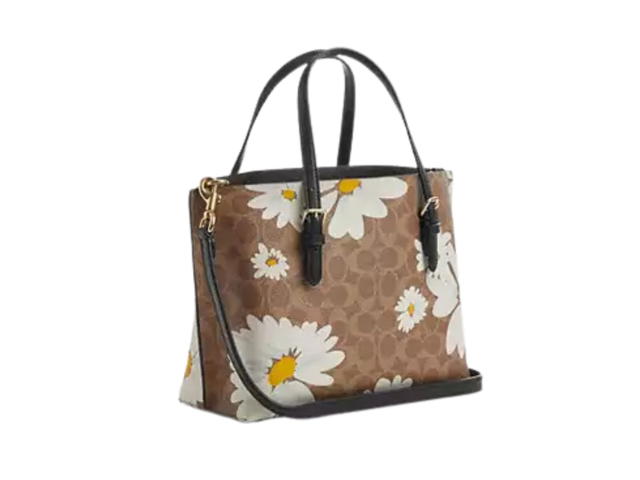 Coach Coach Mollie Tote Bag 25 In Signature Canvas With Floral Print Tan - view 2