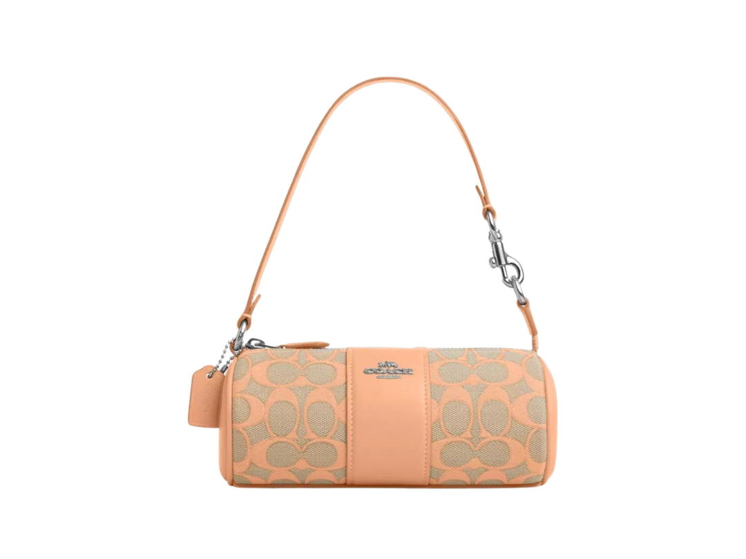 Coach Coach Nolita Barrel Bag In Signature Jacquard Faded Blush With Smooth Leather Fabric Lining And Silver-Toned Hardware