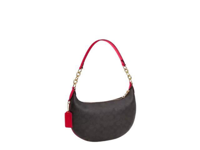 Coach Coach Payton Hobo Bag In Signature Canvas With Walnut Bold Red - view 3
