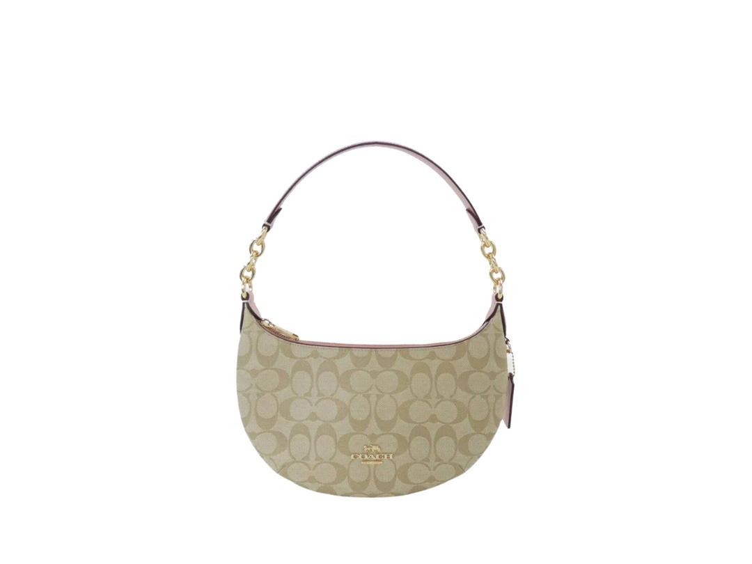 Coach Coach Payton Hobo In Signature Canvas With Gold Hardware Khaki Powder Pink