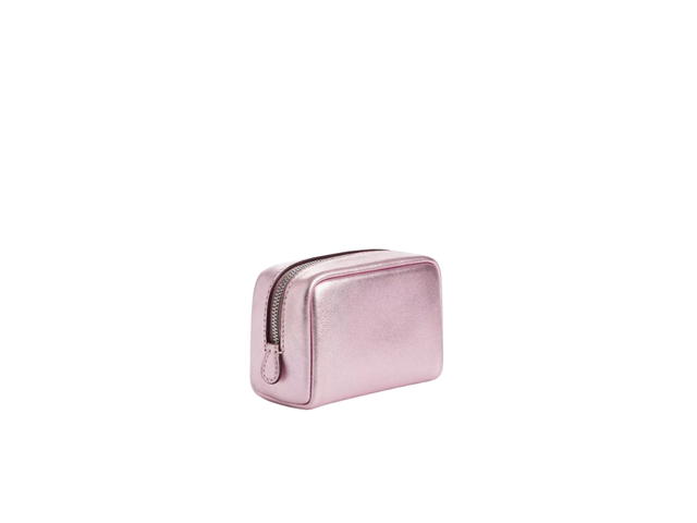 Coach Coach Pouch Wristlet In Foil Metallic Smooth Leather With Silver Hardware Metallic Pink - view 2