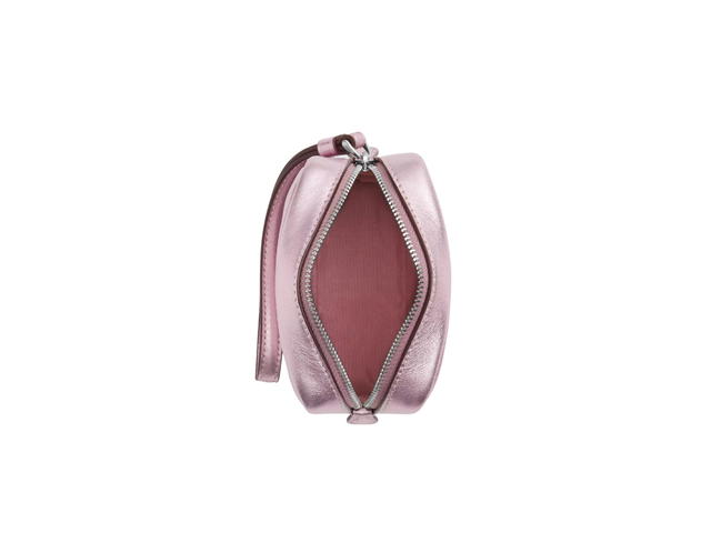 Coach Coach Pouch Wristlet In Foil Metallic Smooth Leather With Silver Hardware Metallic Pink - view 3