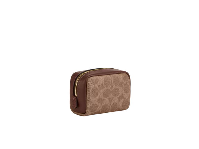 Coach Coach Pouch Wristlet In Signature Coated Canvas With Gold Hardware Tan-Brown - view 2