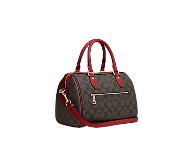 Coach Coach Rowan Satchel In Signature Canvas With Gold Hardware Brown Red - view 2