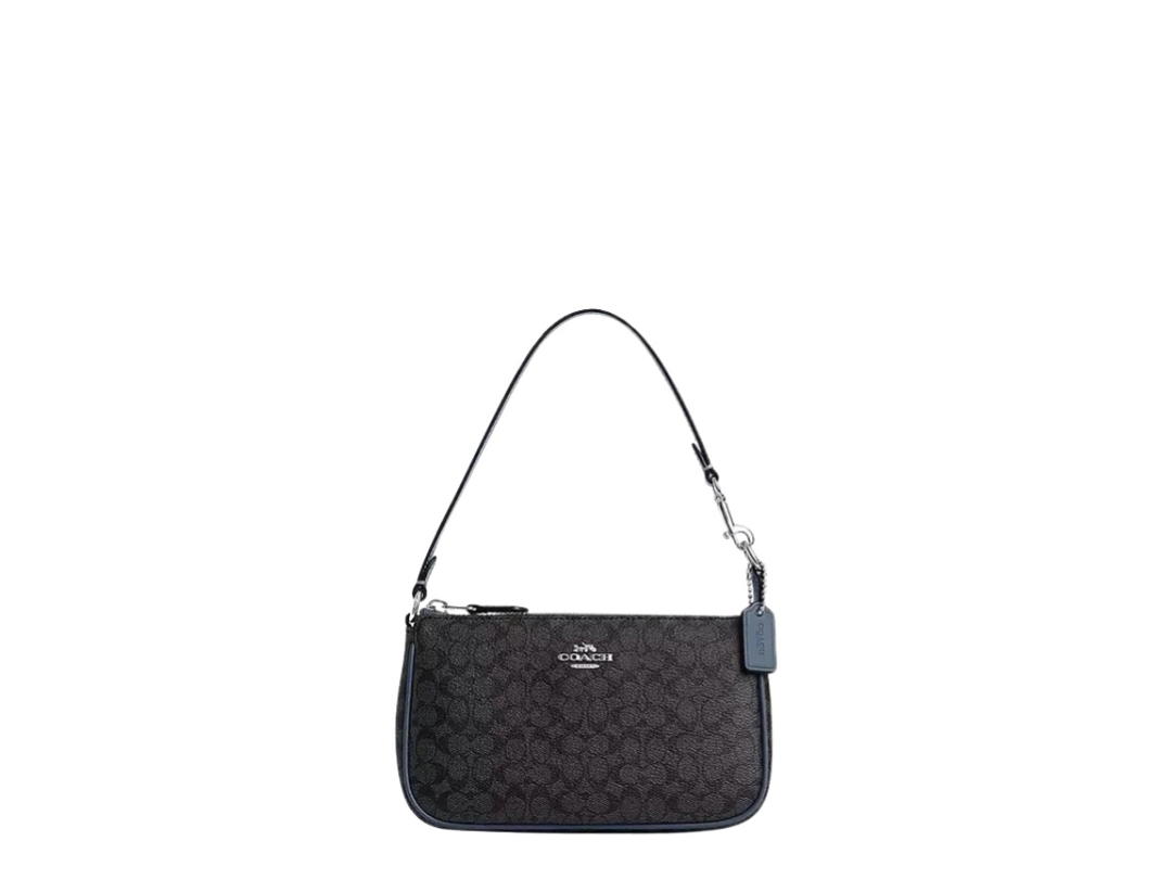 Coach Coach Nolita 19 In Signature Canvas With Silver Hardware Black